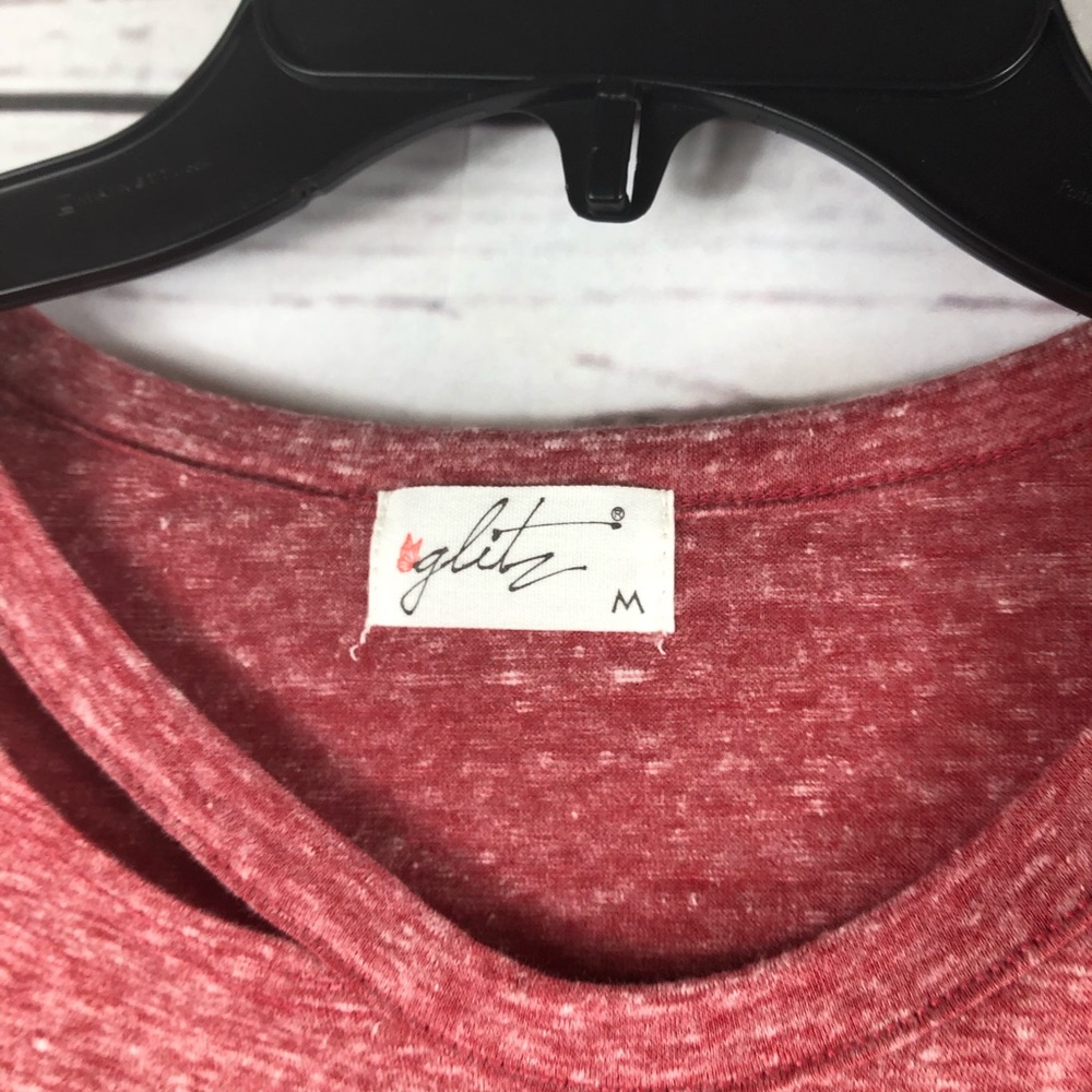 📦Glitz Small side slit on shoulders red scarlet - Picture 3 of 8